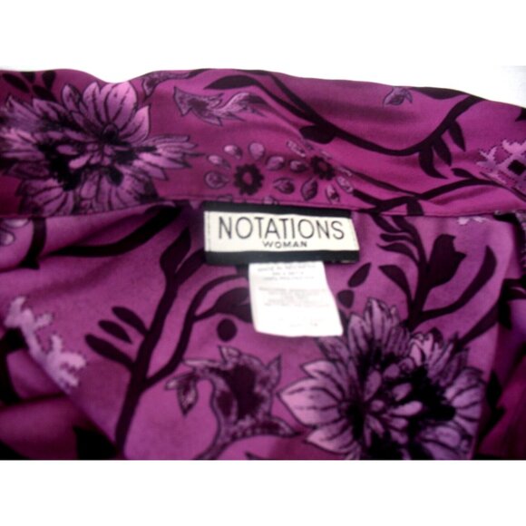NOTATIONS PURPLE/BLACK FLORAL  BUTTON BLOUSE PLUS SIZE WITH ATTACHED CAMI 1X - Picture 10 of 11
